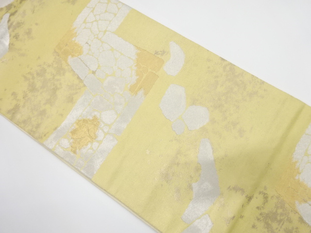 JAPANESE FUKURO OBI / WOVEN ABSTRACT STONE PAVEMENT / BY HATTORI ORIMONO